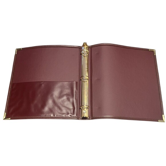 Vintage Hazel Rust Brown Vinyl 3 Ring Binder Gold Corners Made in USA Executive - Picture 3 of 8